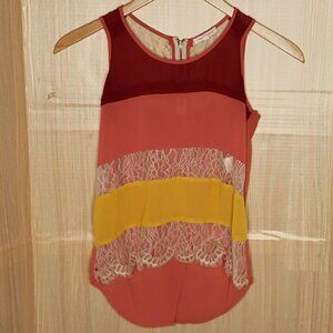 Margo & Sebastian Womens High Low Sleeveless Blouse XS